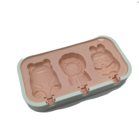 Animal Shaped Popsicle Silicone Molds With Lid And Stick,3 Cavity Ice Lolly Mold