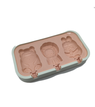 Animal Shaped Popsicle Silicone Molds With Lid And Stick,3 Cavity Ice Lolly Mold