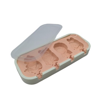 Animal Shaped Popsicle Silicone Molds With Lid And Stick,4 Cavity Ice Lolly Mold