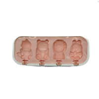 Animal Shaped Popsicle Silicone Molds With Lid And Stick,4 Cavity Ice Lolly Mold