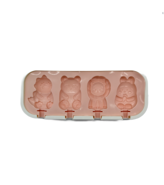 Animal Shaped Popsicle Silicone Molds With Lid And Stick,4 Cavity Ice Lolly Mold