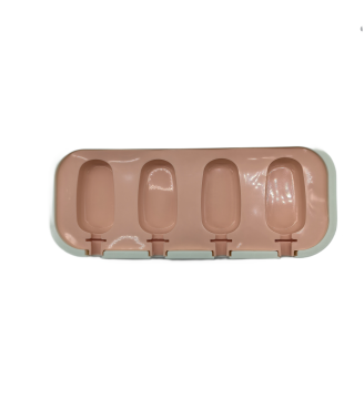 Oval Shaped Popsicle Silicone Molds With Lid And Stick,4 Cavity Ice Lolly Mold