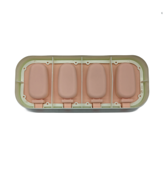 Oval Shaped Popsicle Silicone Molds With Lid And Stick,4 Cavity Ice Lolly Mold