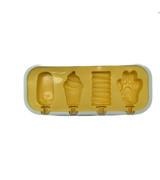 Different Shaped Popsicle Silicone Molds With Lid And Stick,4 Cavity Ice Lolly Mold