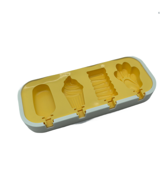 Different Shaped Popsicle Silicone Molds With Lid And Stick,4 Cavity Ice Lolly Mold